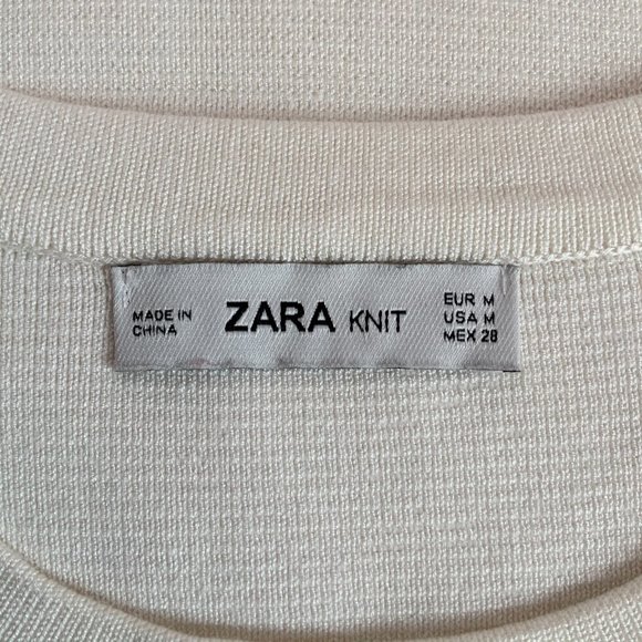 ZARA White, Black & Red Knit T-Shirt - Picture 4 of 5